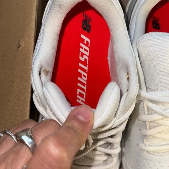 New Balance White and Gold Cleats - Picture 9 of 11